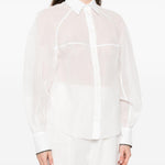 Camicia semi trasparente in bianco Brunello Cucinelli - donna 