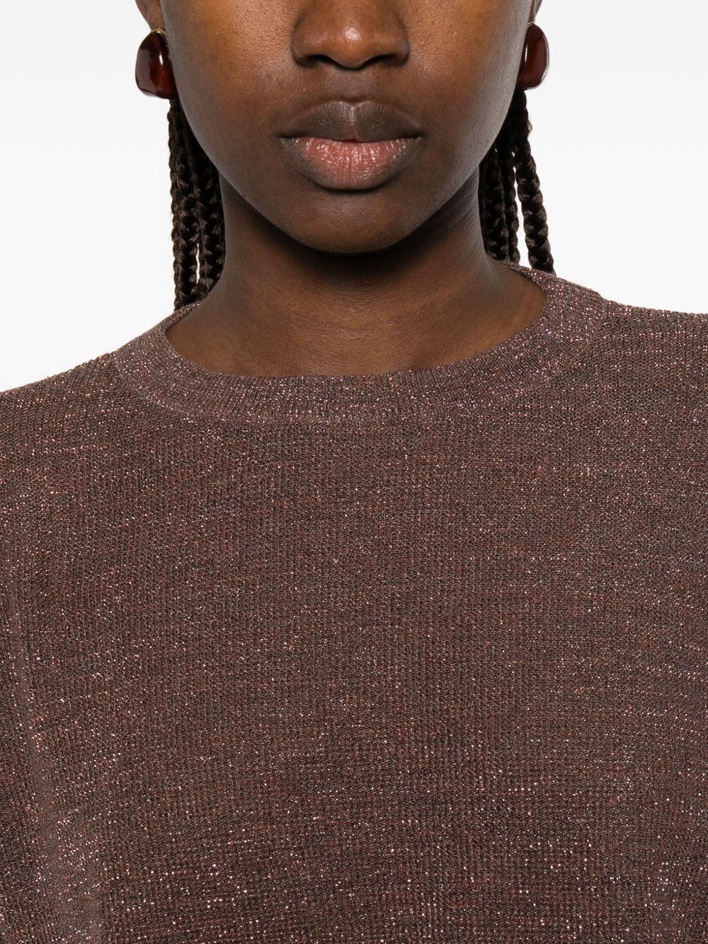 Top con effetto metallico in marrone Brunello cucinelli - donna 