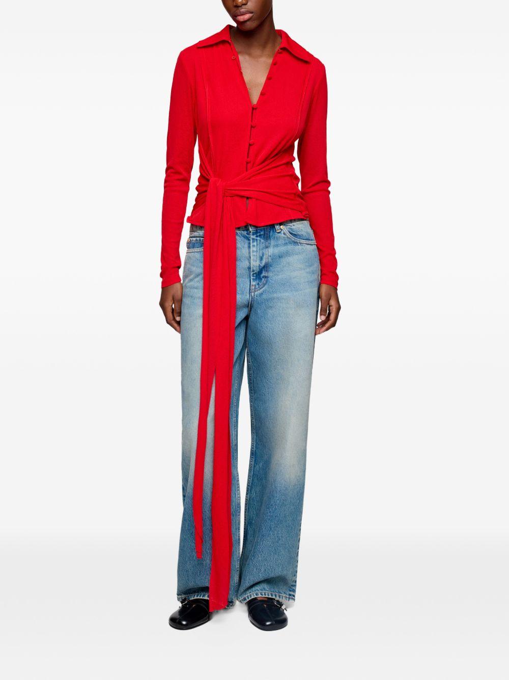Camicia con nodo in rosso Ganni - donna 