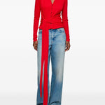 Camicia con nodo in rosso Ganni - donna 