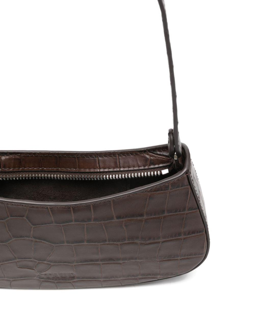 Borsa a spalla Ollie in stampa cocco marrone Staud - donna 
