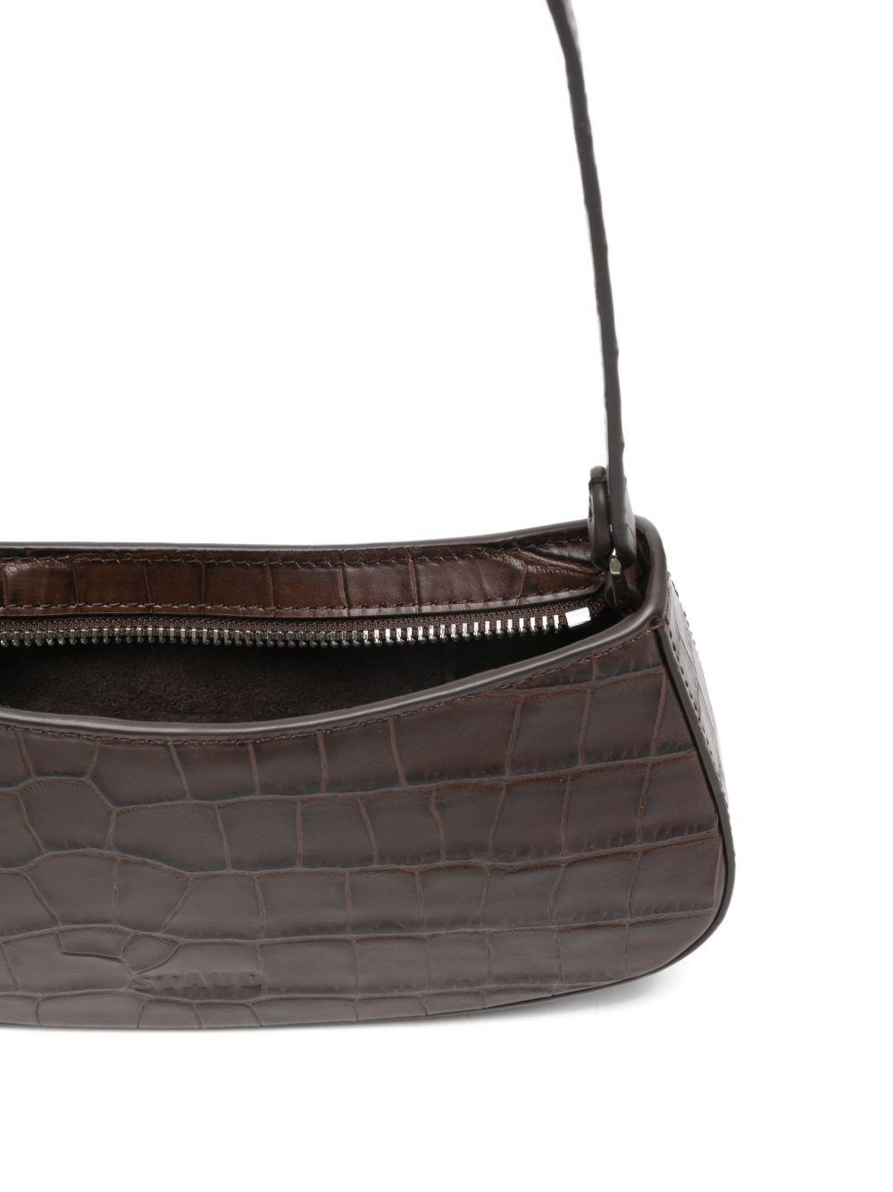 Borsa a spalla Ollie in stampa cocco marrone Staud - donna 