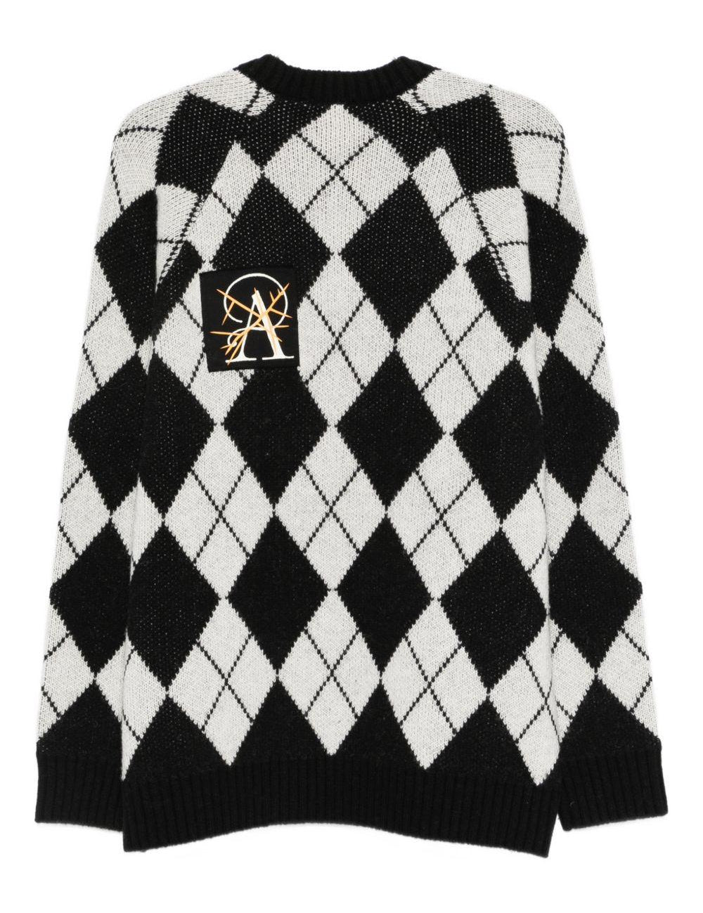Maglione a rombi in nero Undercover - uomo 