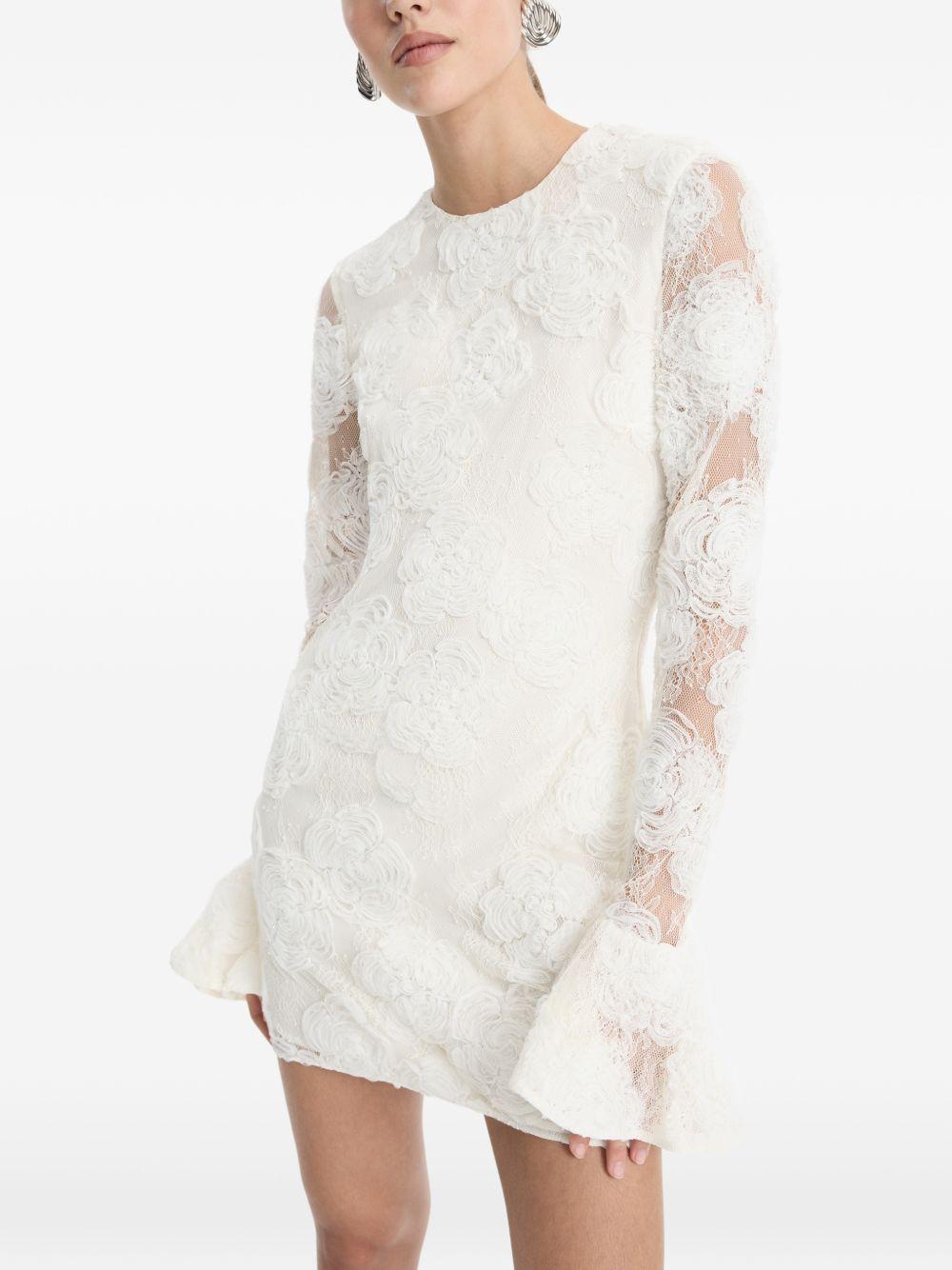 Abito mini in pizzo floreale in bianco 