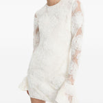 Abito mini in pizzo floreale in bianco 