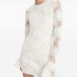 Abito mini in pizzo floreale in bianco 