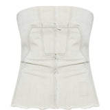 Top a fascia con bordo vivo in bianco Rick owens drkshdw - donna 