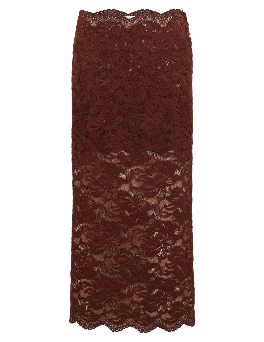 Gonna midi in pizzo mattone Rabanne - donna 