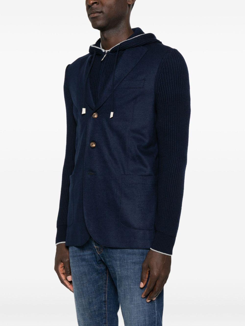 Giacca con cappuccio a costine in blu Eleventy - uomo 