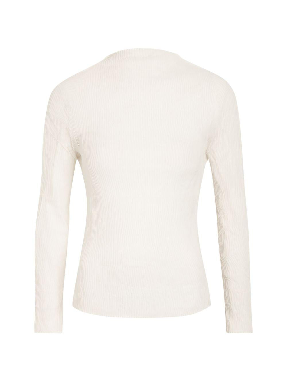 Top a maniche lunghe con design plisettato in bianco Issey miyake - donna 