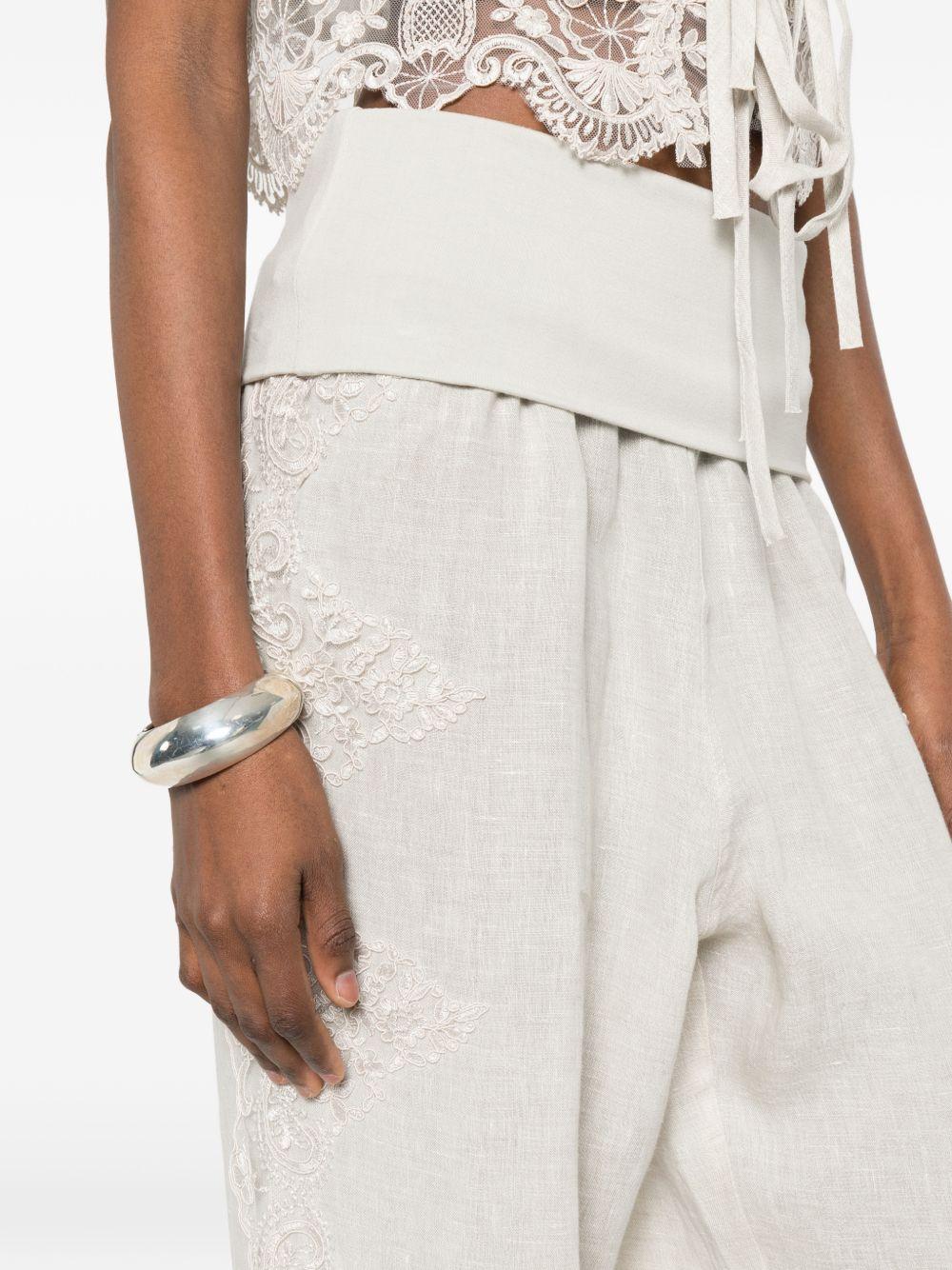 Pantaloni a vita alta con pizzo in AVORIO Maurizio - donna 