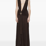 Abito lungo con drappeggio e spilla in marrone Christopher esber - donna 