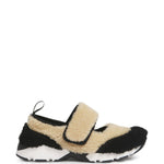 Sneakers in shearling bicolore in beige e nero 