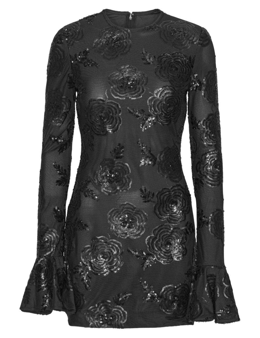 Abito corto a maniche lunghe in nero Rotate holiday - donna 