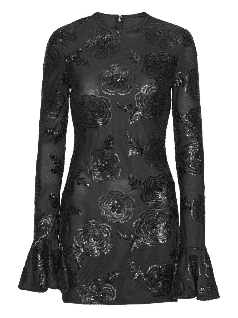 Abito corto a maniche lunghe in nero Rotate holiday - donna 
