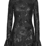 Abito corto a maniche lunghe in nero Rotate holiday - donna 