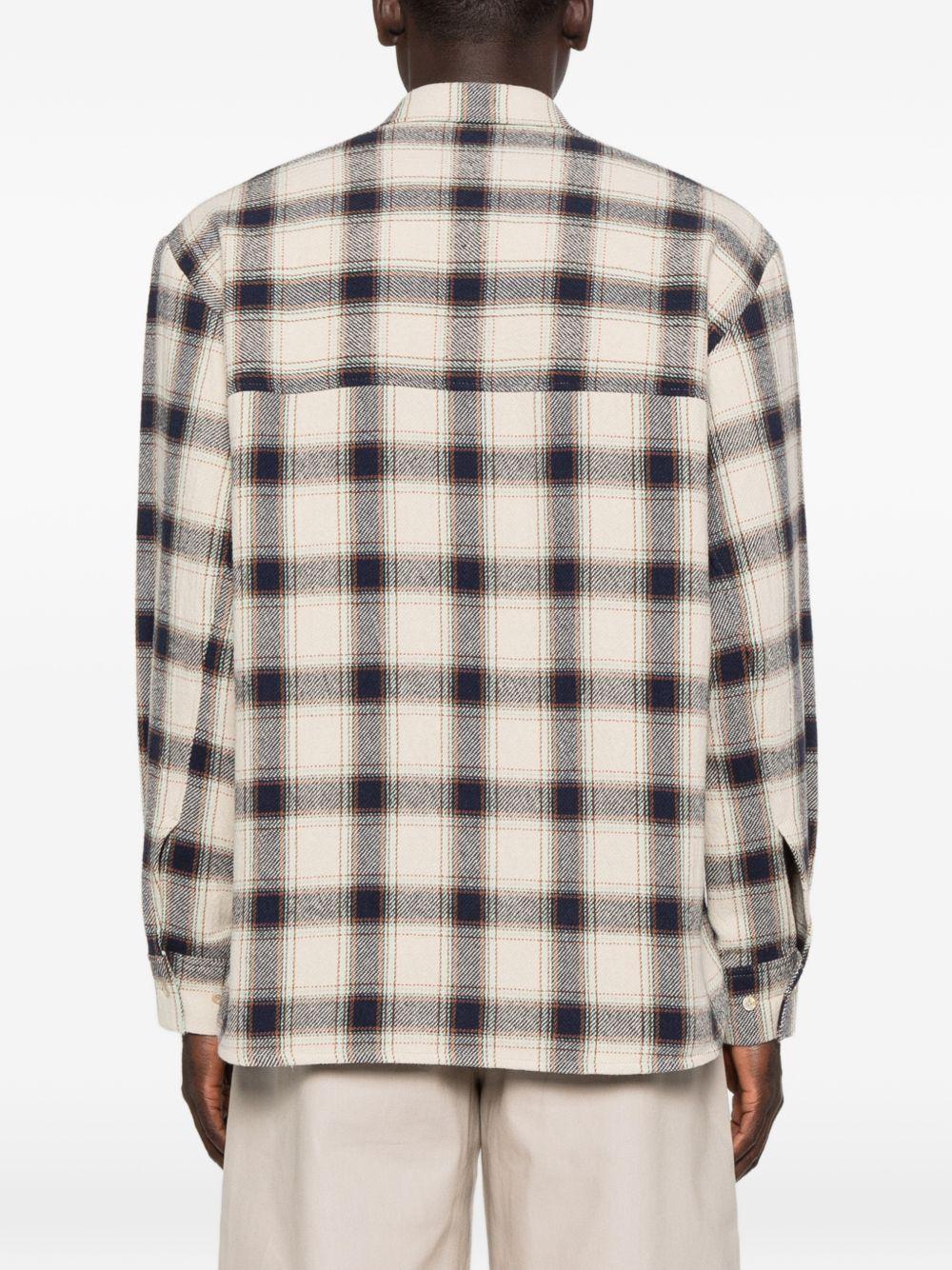 Camicia a maniche lunghe a quadri WES in blu e beige Sefr - uomo 