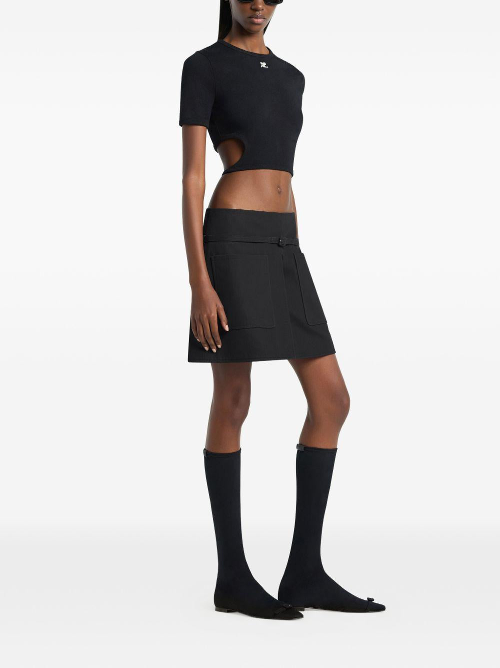 T-shirt con cut-out in nero Courrèges - donna 