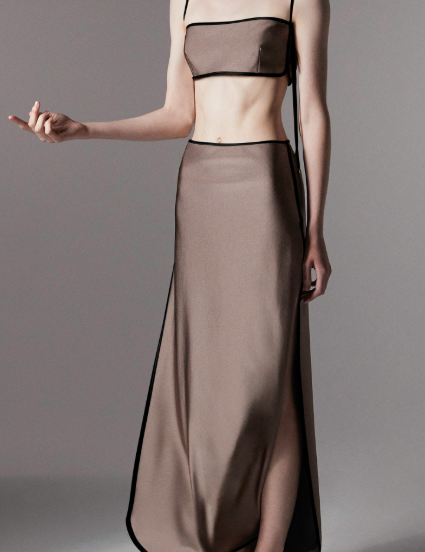 Gonna con finitura satinata sheat in marrone Temily - donna 