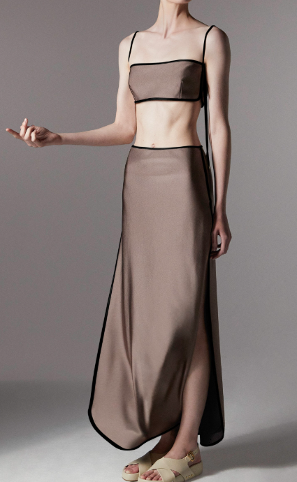 Gonna con finitura satinata sheat in marrone Temily - donna 