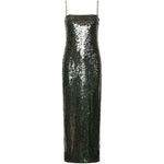 Abito lungo con paillettes in verde 