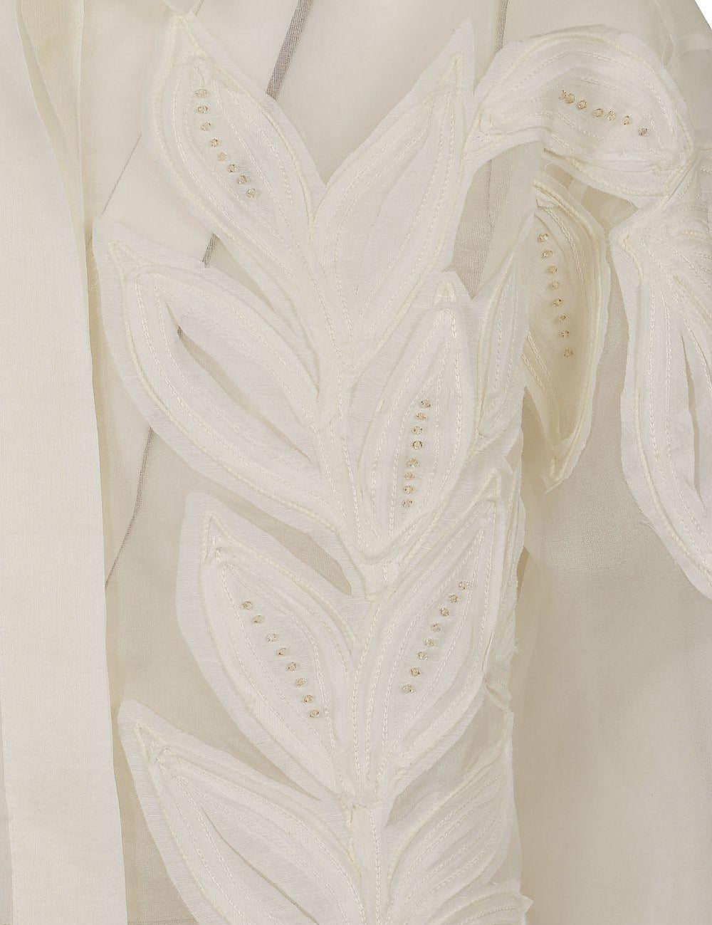 Camicia Alessandra con applicazione di foglia in bianco Antonelli - donna 