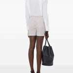 Shorts a righe Lory con coulisse in bianco e rosso Loulou de saison - donna 
