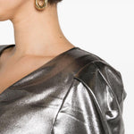 Abito midi lamé in argento - donna 