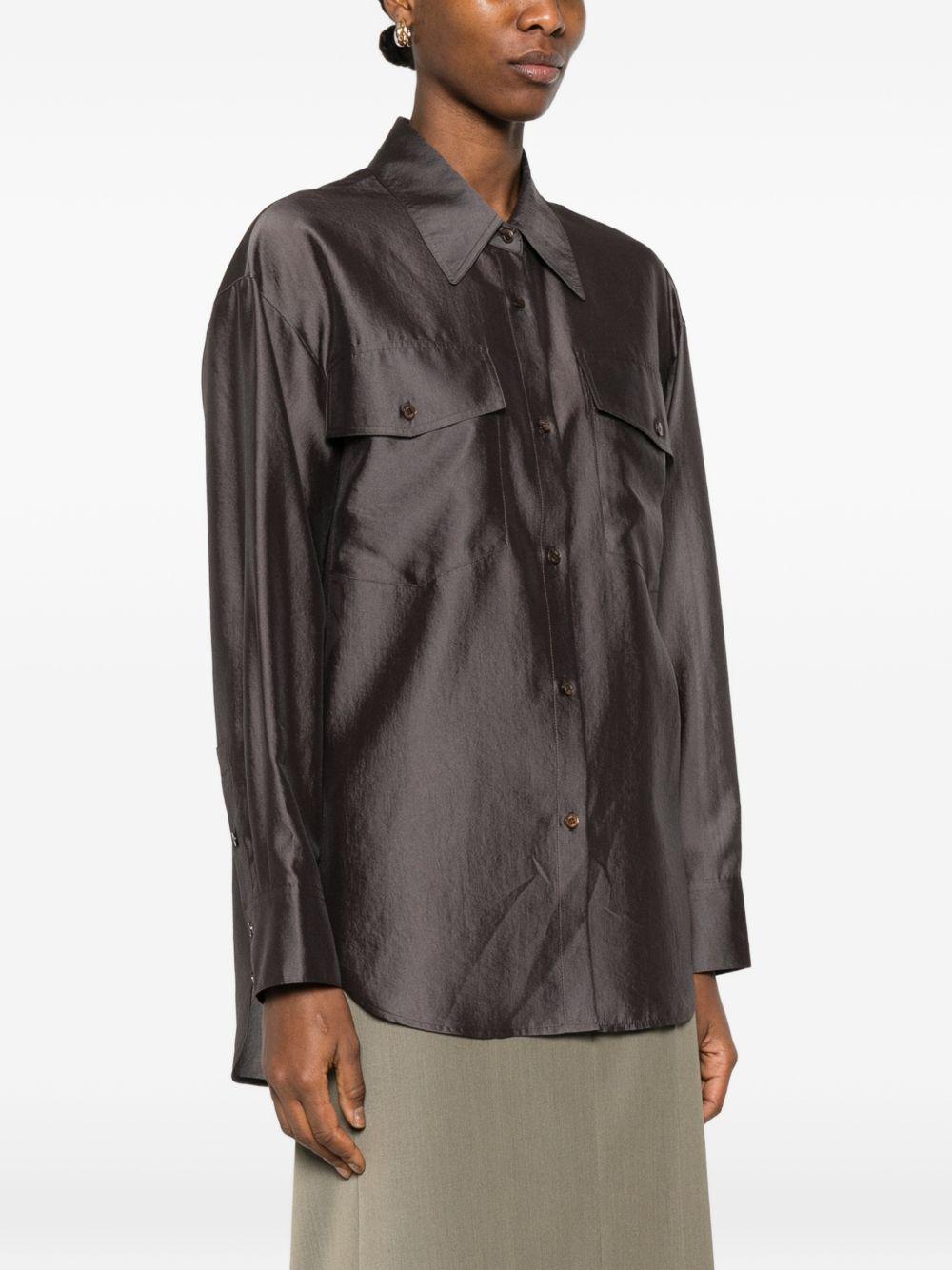 Camicia con design satinato in marrone R2w - donna 