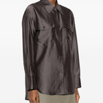 Camicia con design satinato in marrone R2w - donna 