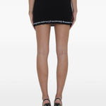 Minigonna a coste con logo  in nero Alexander wang - donna 