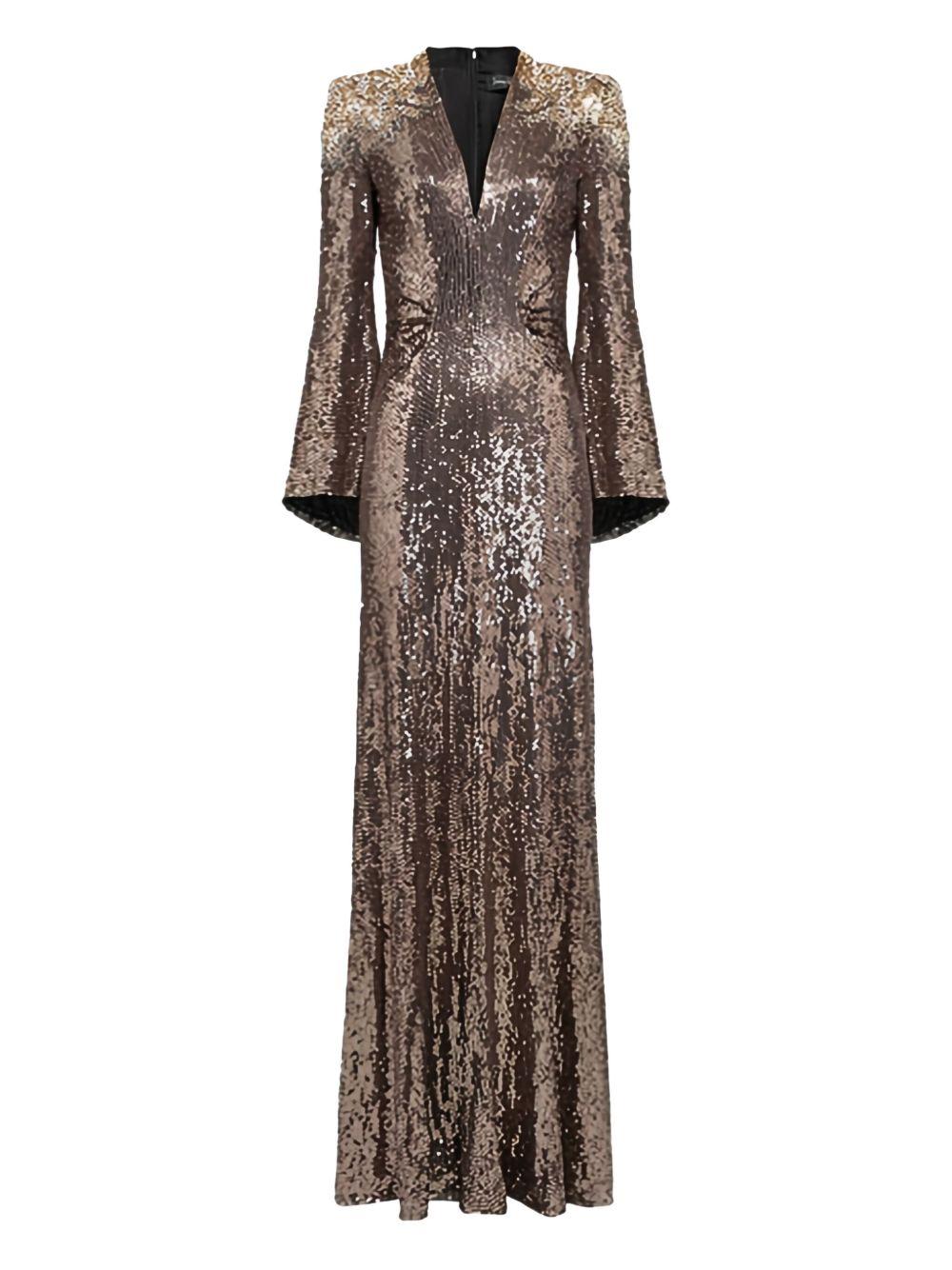 Abito maxi con paillettes in marrone Jenny packham - donna 