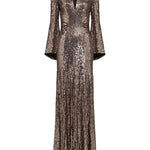 Abito maxi con paillettes in marrone Jenny packham - donna 