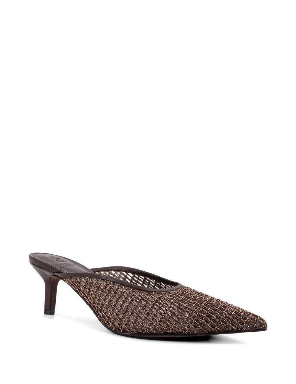 Mules a punta Monili in marrone Brunello cucinelli - donna 