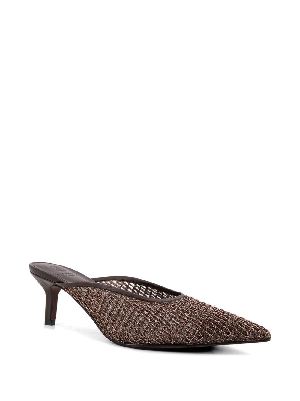 Mules a punta Monili in marrone Brunello cucinelli - donna 