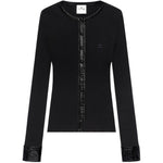 Cardigan con bottoni e logo in nero 