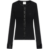 Cardigan con bottoni e logo in nero 