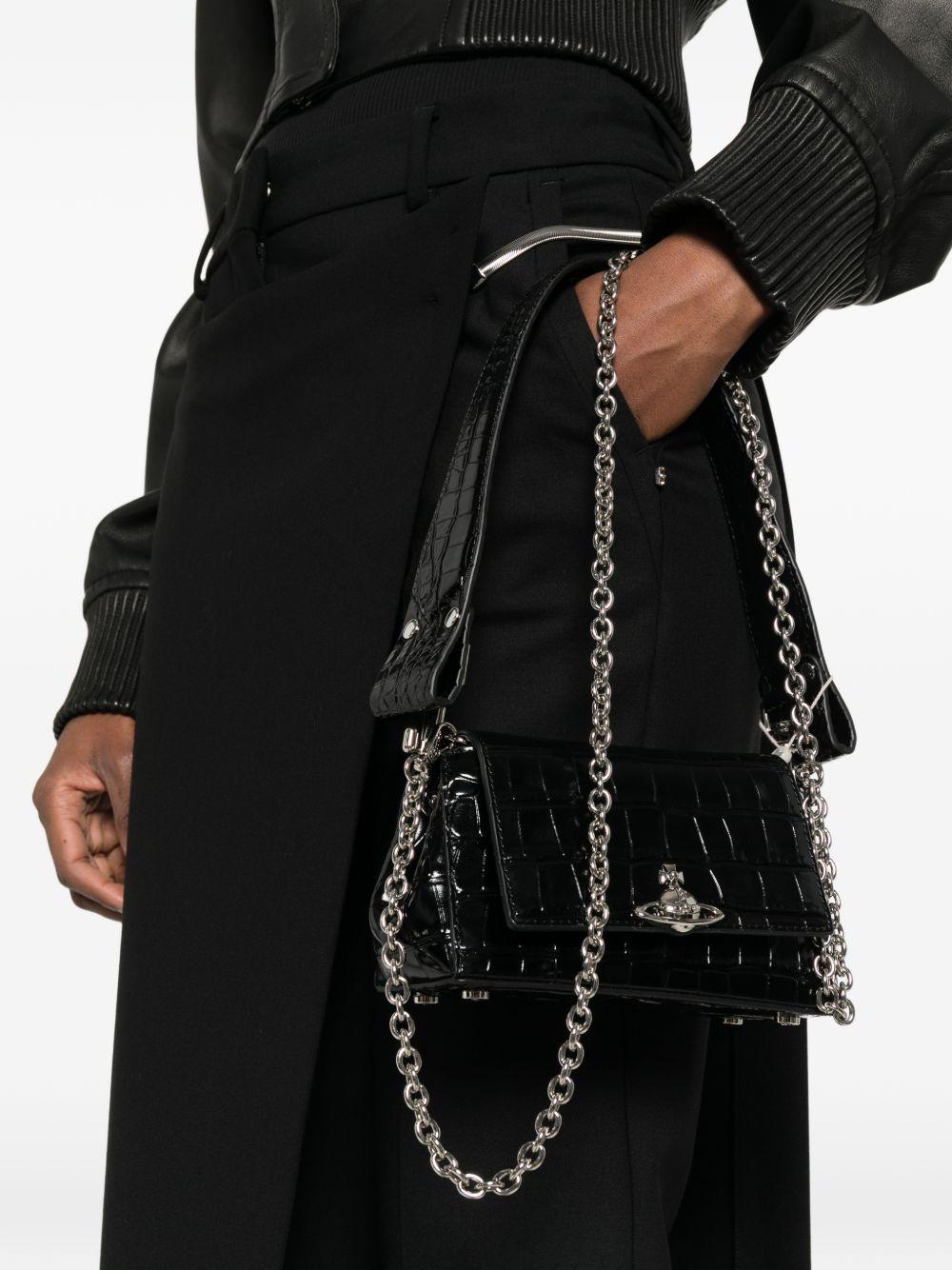 Borsa a spalla Hazel con logo in nero 