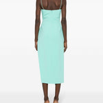 Abito midi in crêpe con dettagli applicati in azzurro - donna 