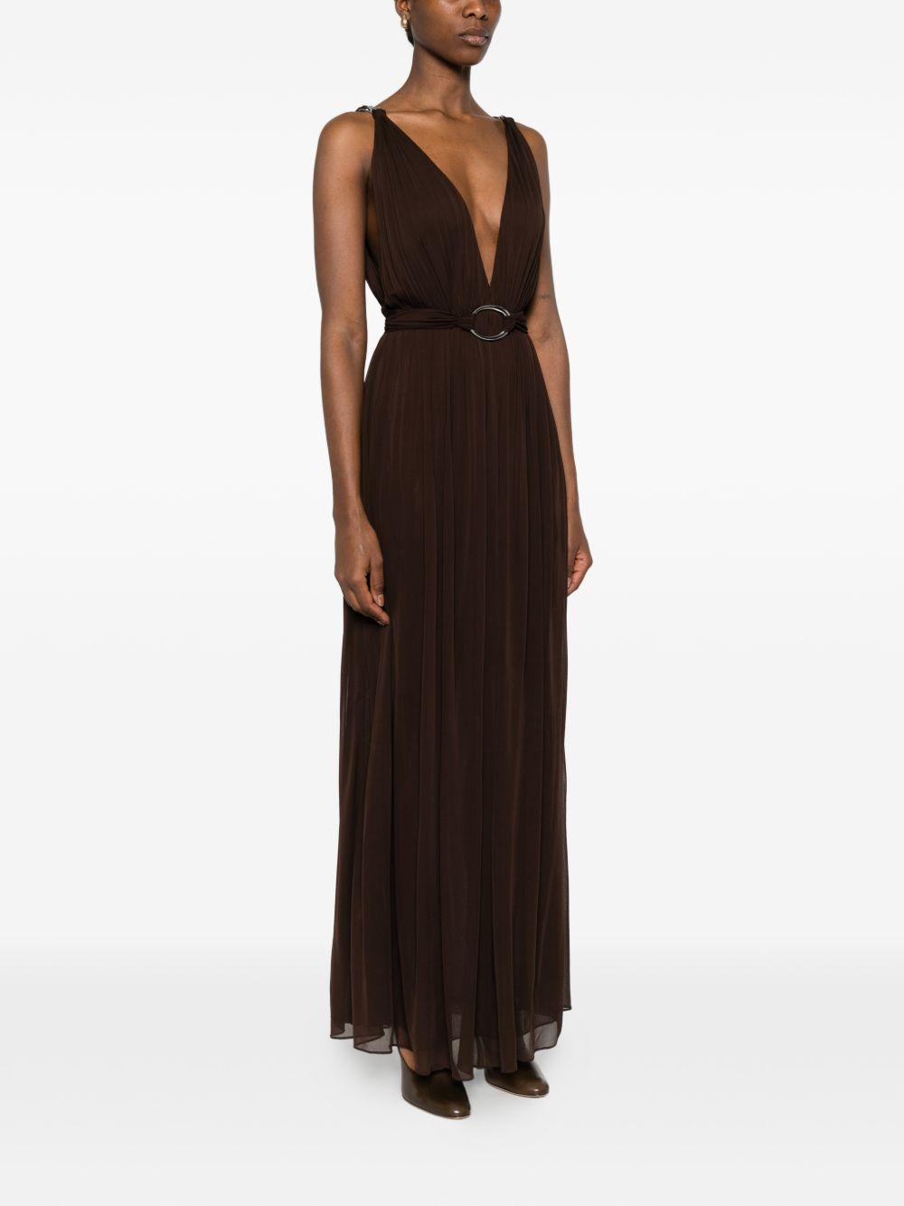 Abito maxi con scollo a V in marrone Tory Burch - donna 