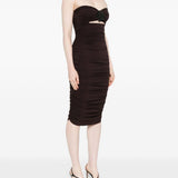 Abito senza spalline con paillettes in marrone Amen - donna 