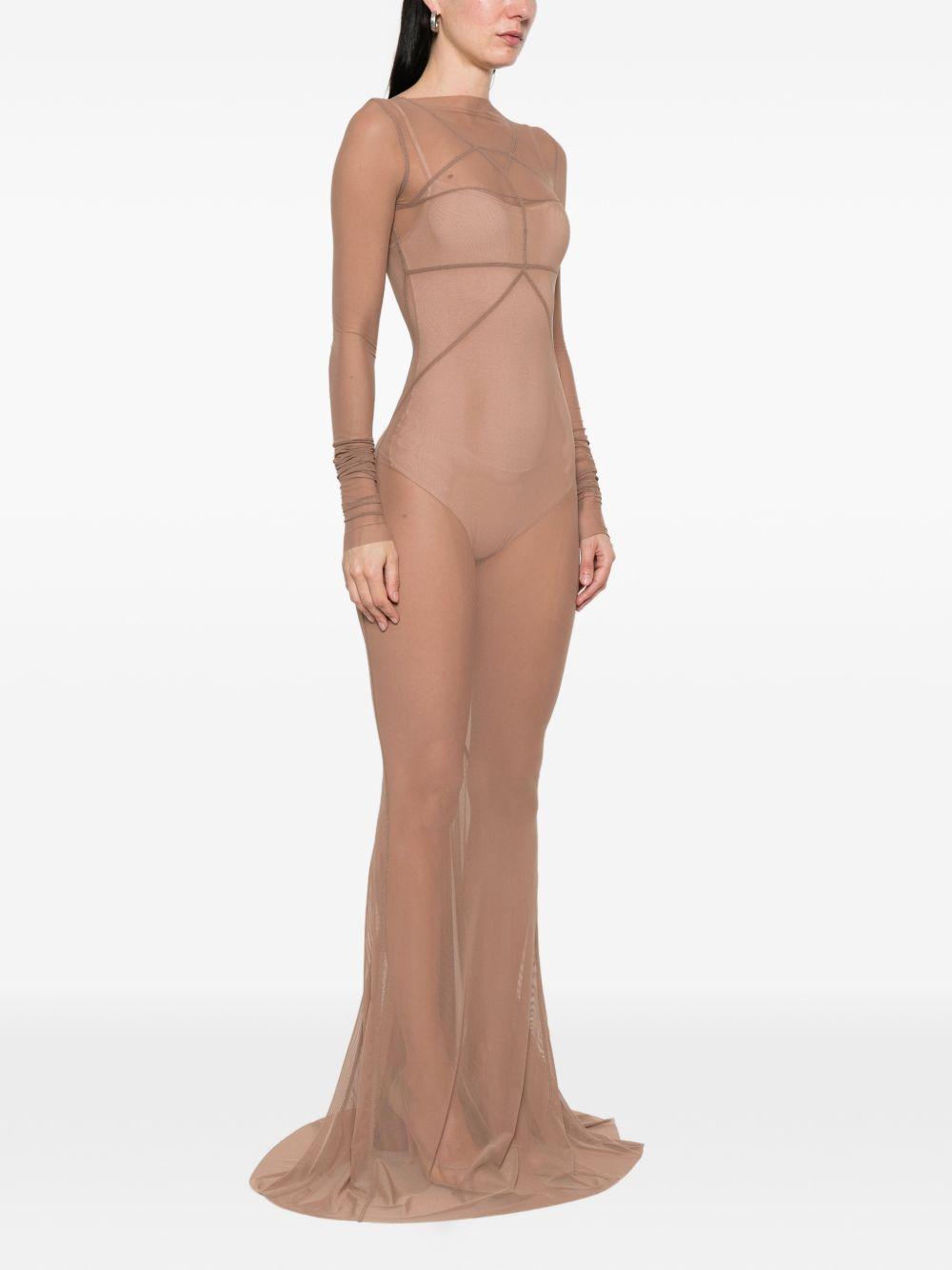 Abito maxi a pannelli temple in marrone Rick Owens - donna 