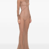 Abito maxi a pannelli temple in marrone Rick Owens - donna 