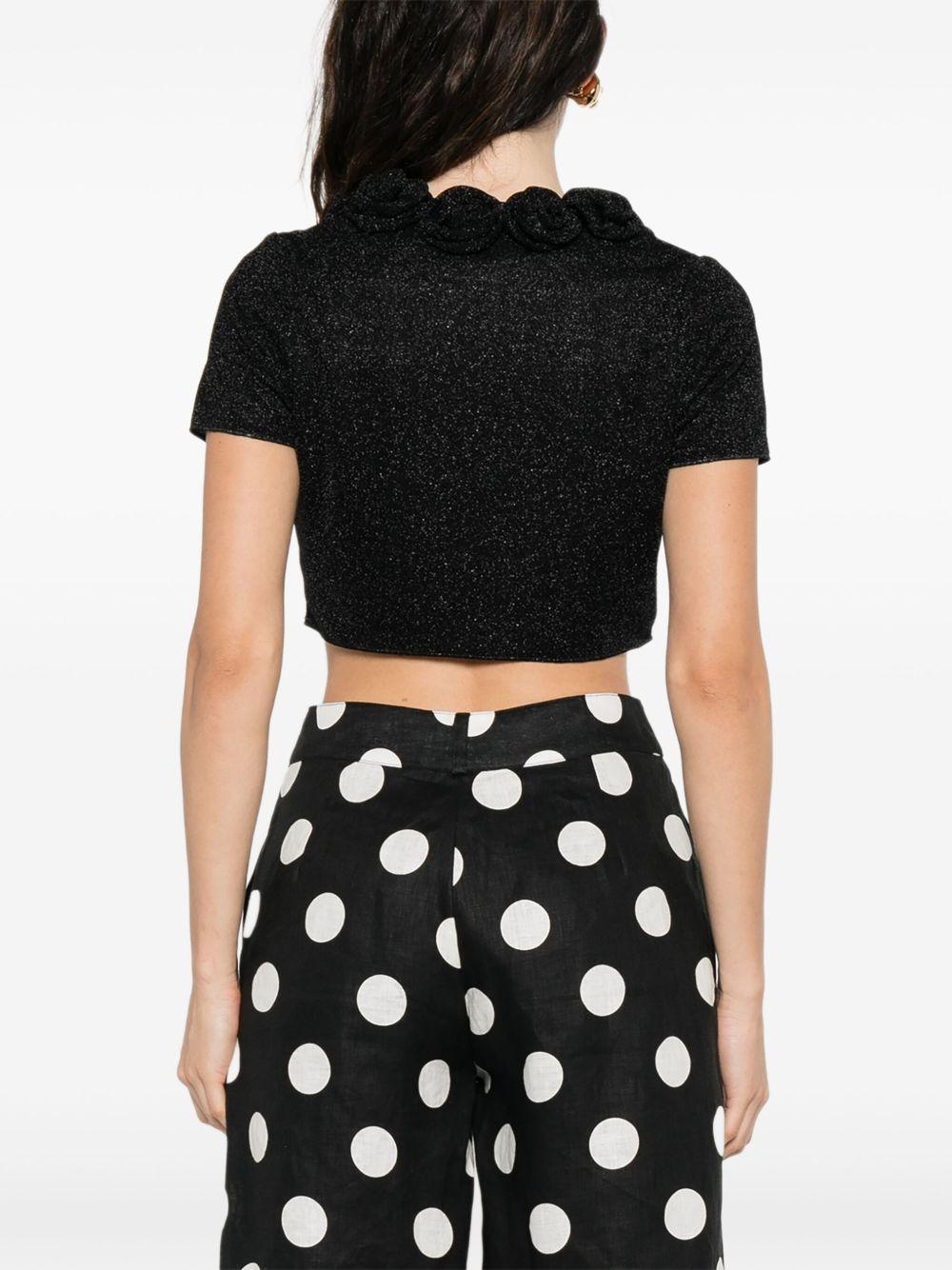Top con decorazione a fiori con lurex in nero Oséree - donna 