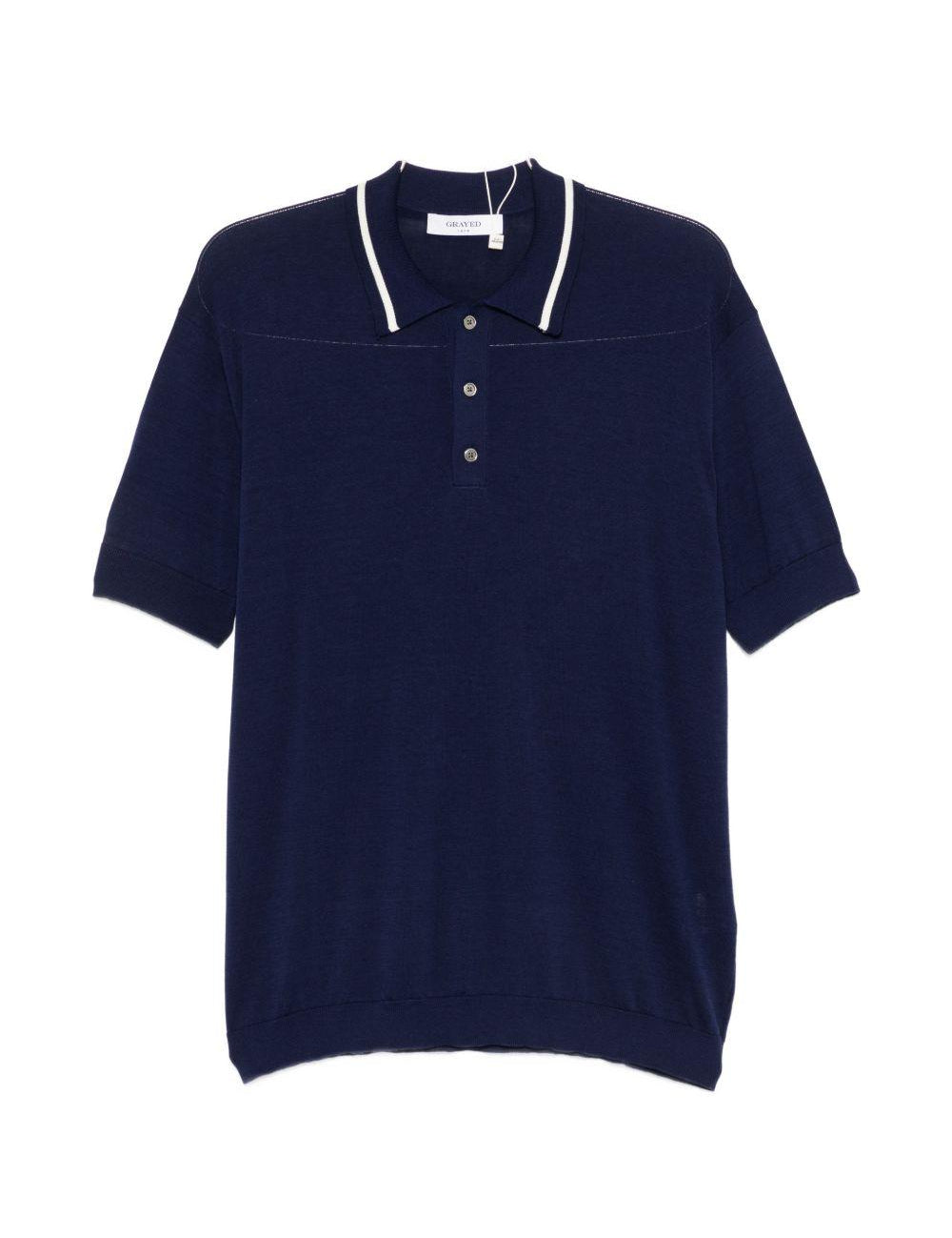 Polo a maniche corte in blu Grayed - uomo 