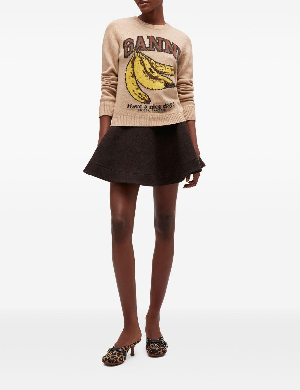 Maglione con stampa in beige Ganni - donna 
