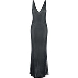 Abito lungo con decorazione in nero Venuja - donna 