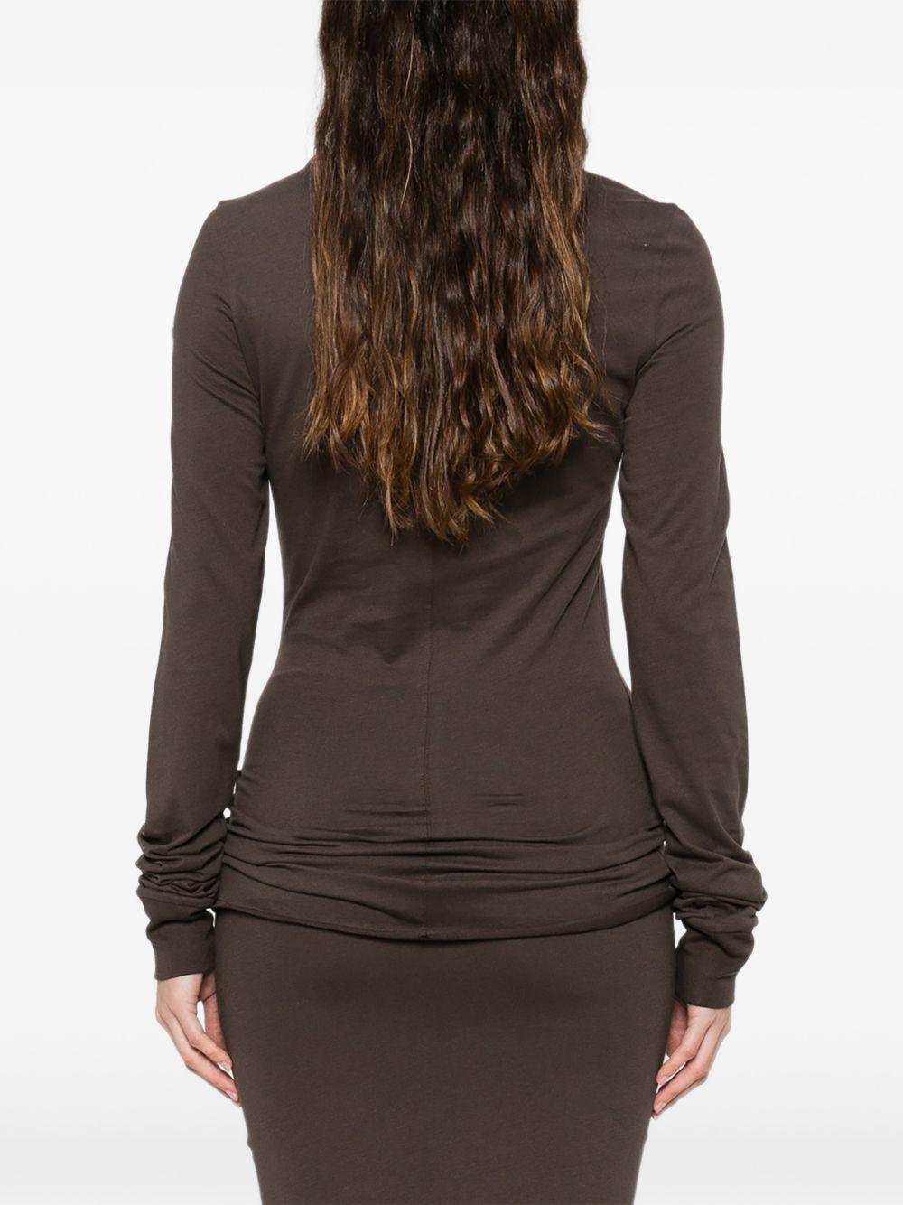 T-shirt a maniche lunghe in cotone grider in marrone Rick Owens x Moncler - unisex<BR/> 