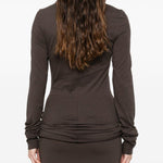 T-shirt a maniche lunghe in cotone grider in marrone Rick Owens x Moncler - unisex<BR/> 