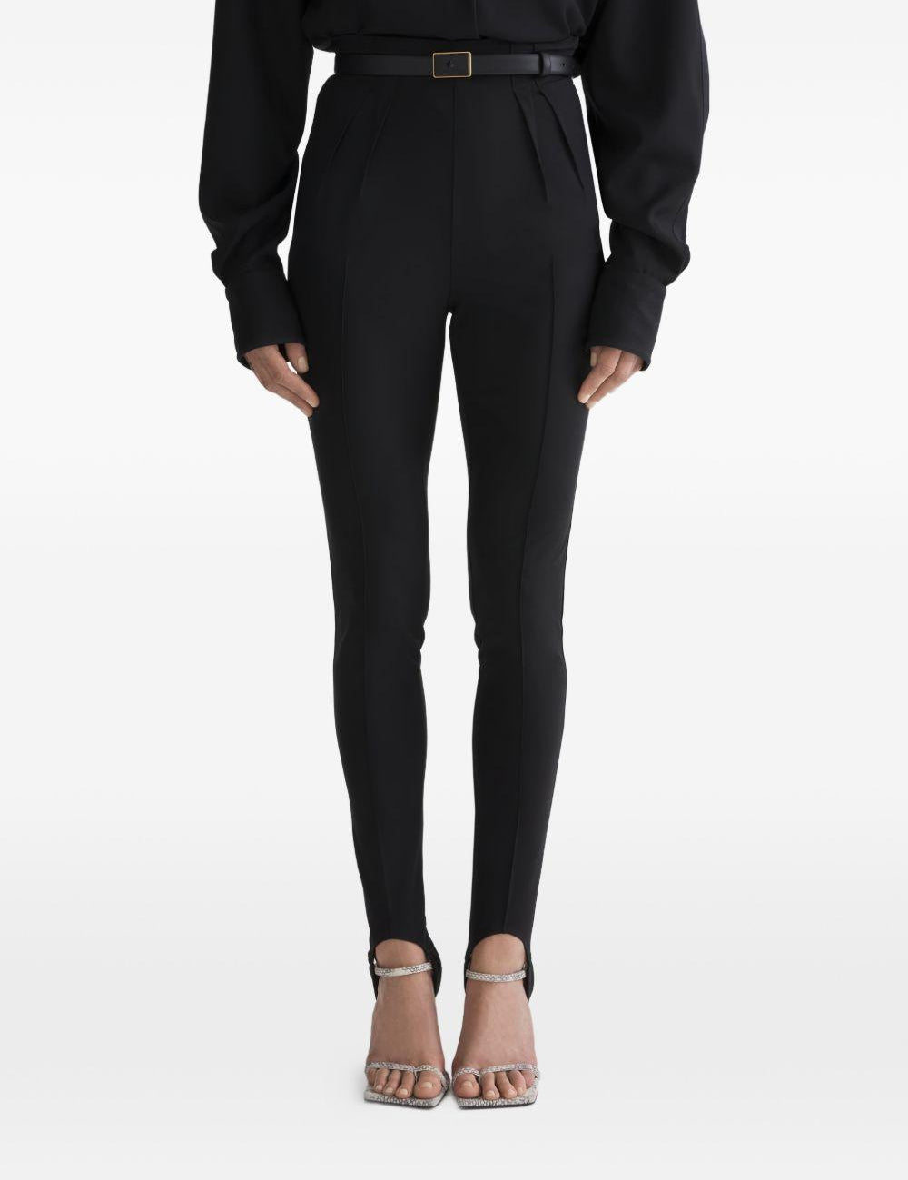 Leggings a vita alta con staffe in nero Mugler - donna 